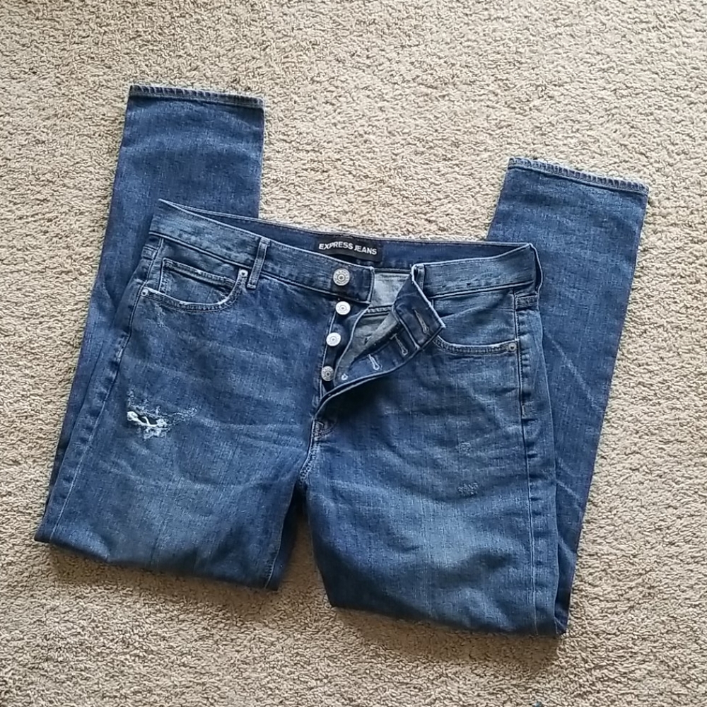 EXPRESS Dark Wash Vntg Skinny Ankle Jeans